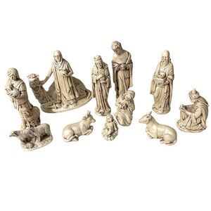 Vintage nativity set of 11 Chalk ware Figure Statues Williams 1977  OSHH